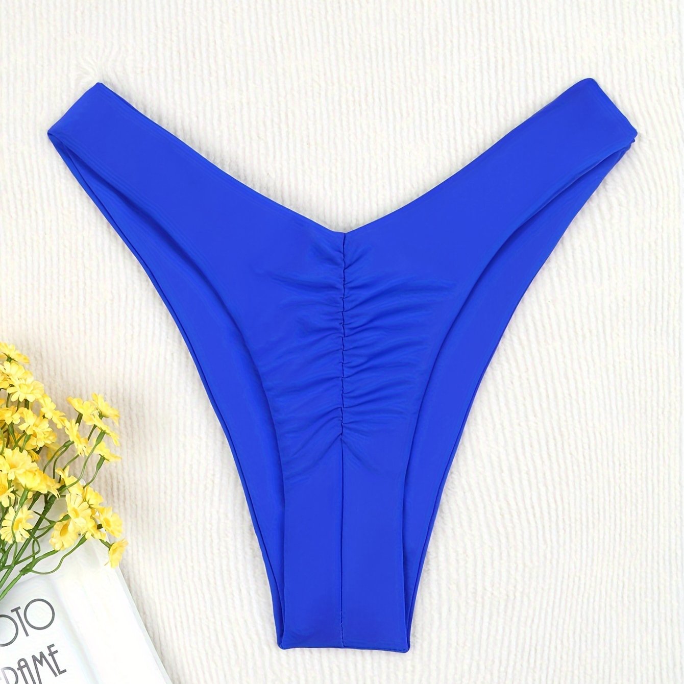 European and American fashion pleated thong-style bikini for beach vacation parties