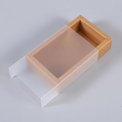 Pack of 10 Frosted PVC Windows Kraft Paper Gift Boxes for Wedding Party, Cookies, and Candy.