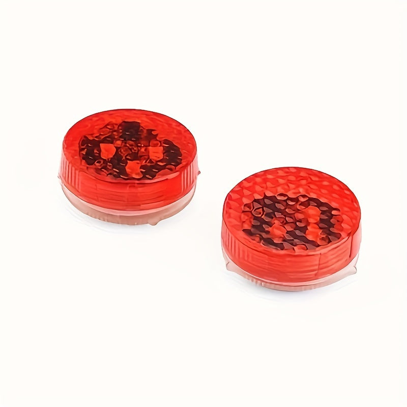 4 Red LED Car Door Lights with Circular Design and Patterned Surface for Enhanced Visibility and Easy Installation, Made of Durable Plastic for Safety and Aesthetic Appeal.