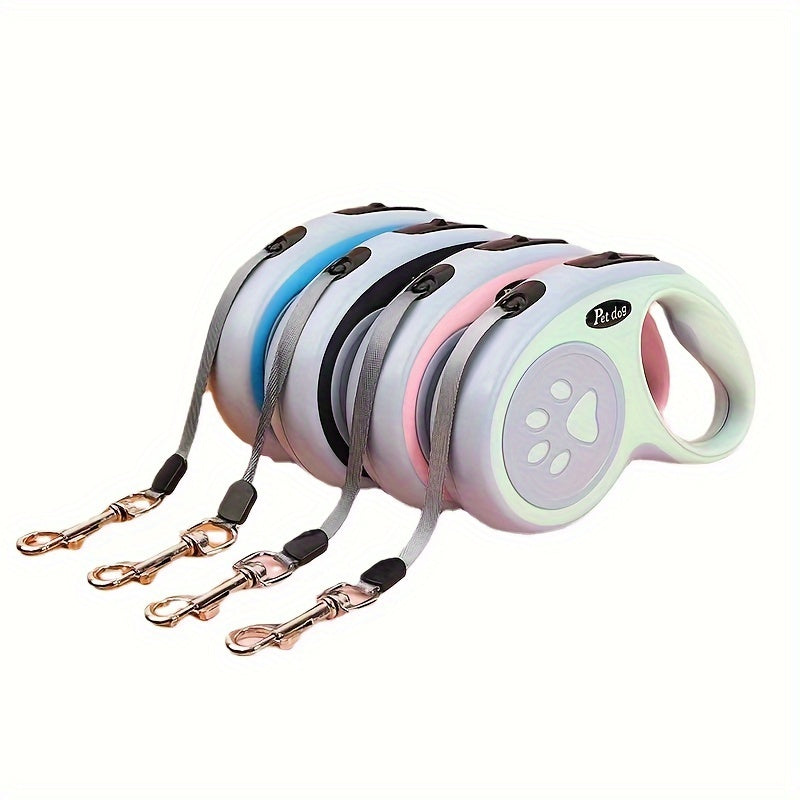 Durable nylon retractable dog leash with one-button control, ideal for outdoor walks and travel with small to medium pets.