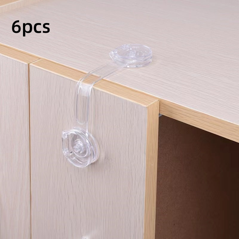 Set of 6 Youngsters' Safety Cabinet Locks, Transparent Long Design, for Refrigerators, Cabinets, Drawers, and Toilets, Ideal for Children Ages 0-6