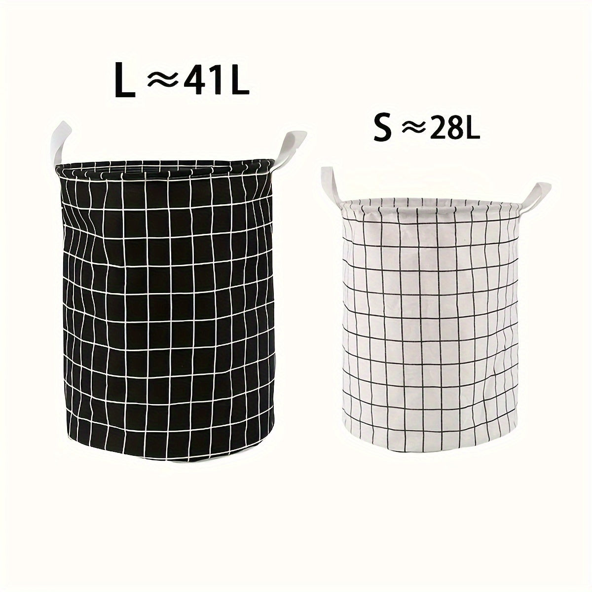 Household Dirty Clothes Basket with Toy Storage Bucket, featuring a stylish plaid fabric made of cotton and linen. This large foldable waterproof storage basket is perfect for the bathroom, bedroom, or nursing room. A thoughtful gift for Christmas