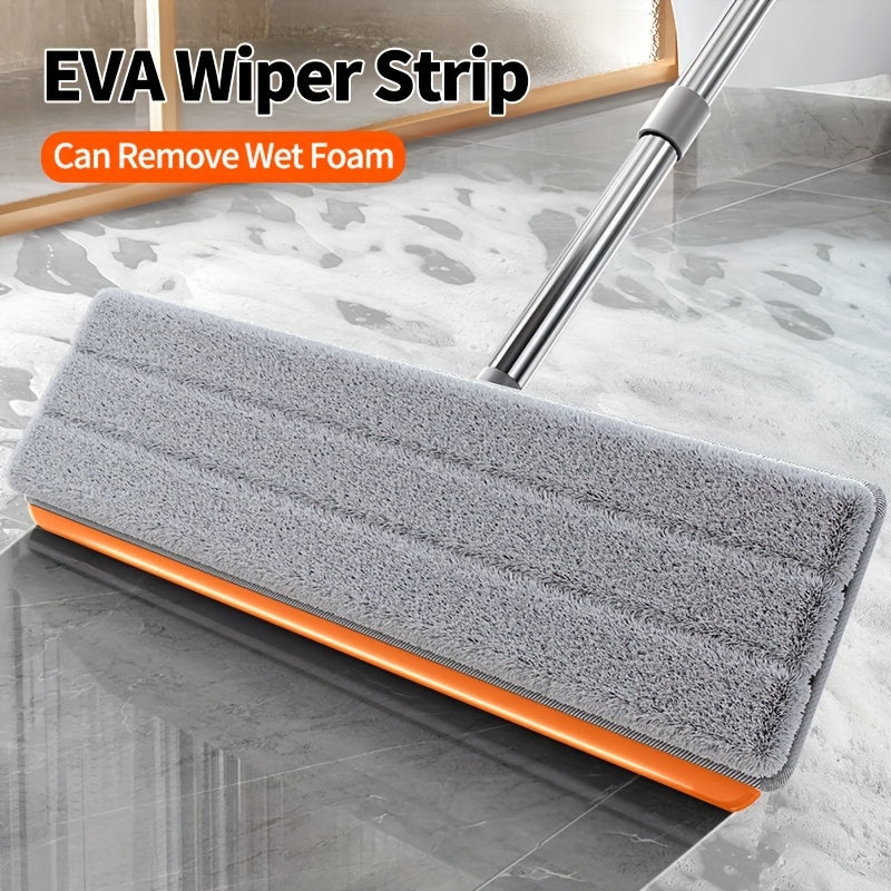 This hands-free cleaning solution combines a mop and bucket with a wringer, featuring a large 15.8-inch flat panel and a slim bucket design. It includes four ultra-fine pads ideal for wooden and tiled floors, making it perfect for home use.