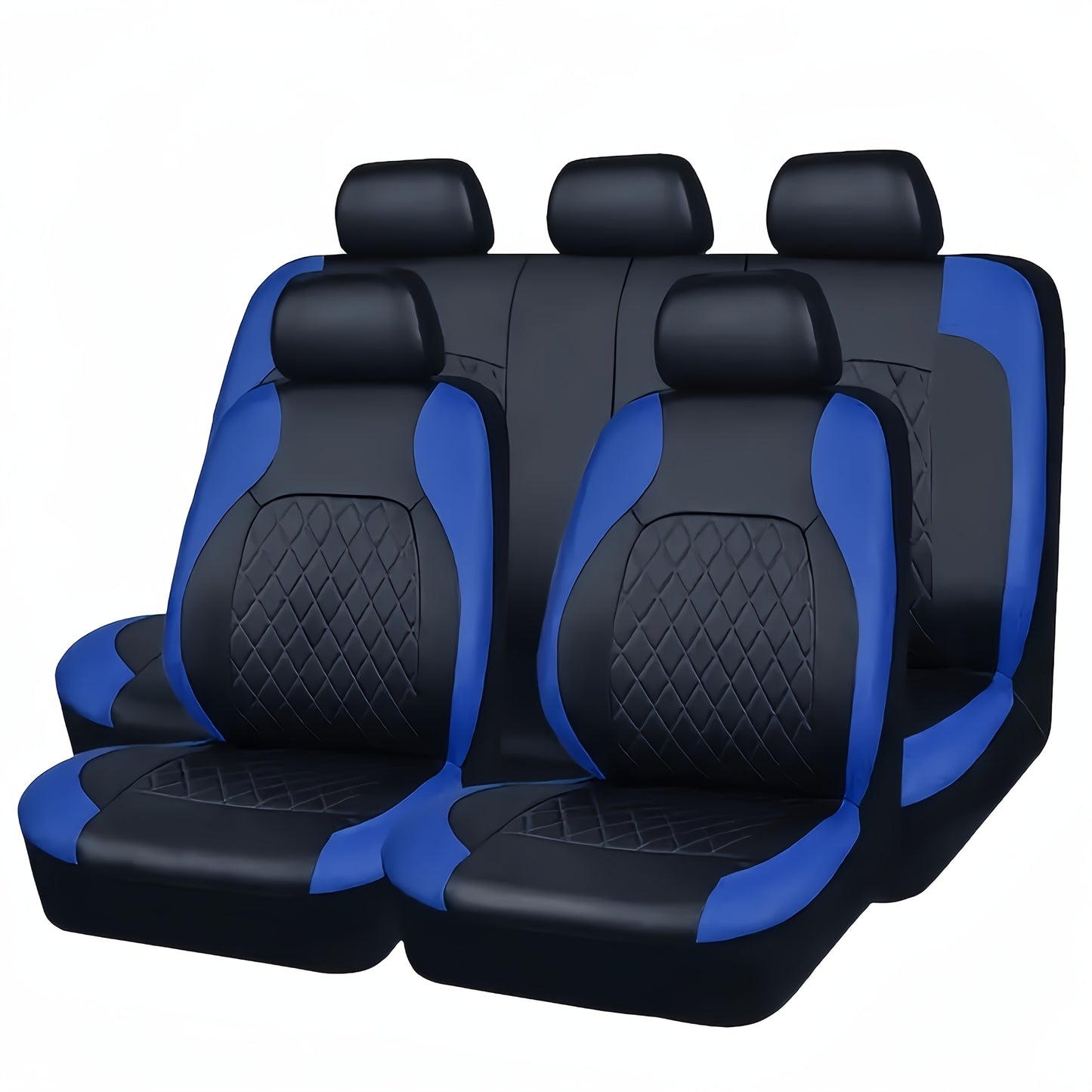 Universal Deluxe PU leather car seat covers Full set, breathable, airbag compatible, fits cars, trucks, SUVs.