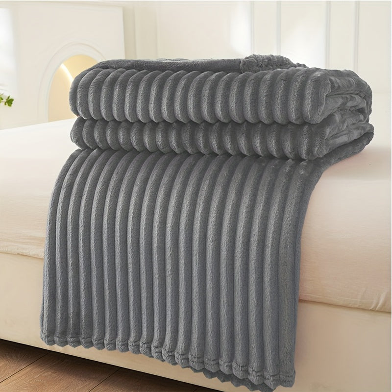 Stylish wide striped blanket in a solid color (pillow core and pillowcase not included)