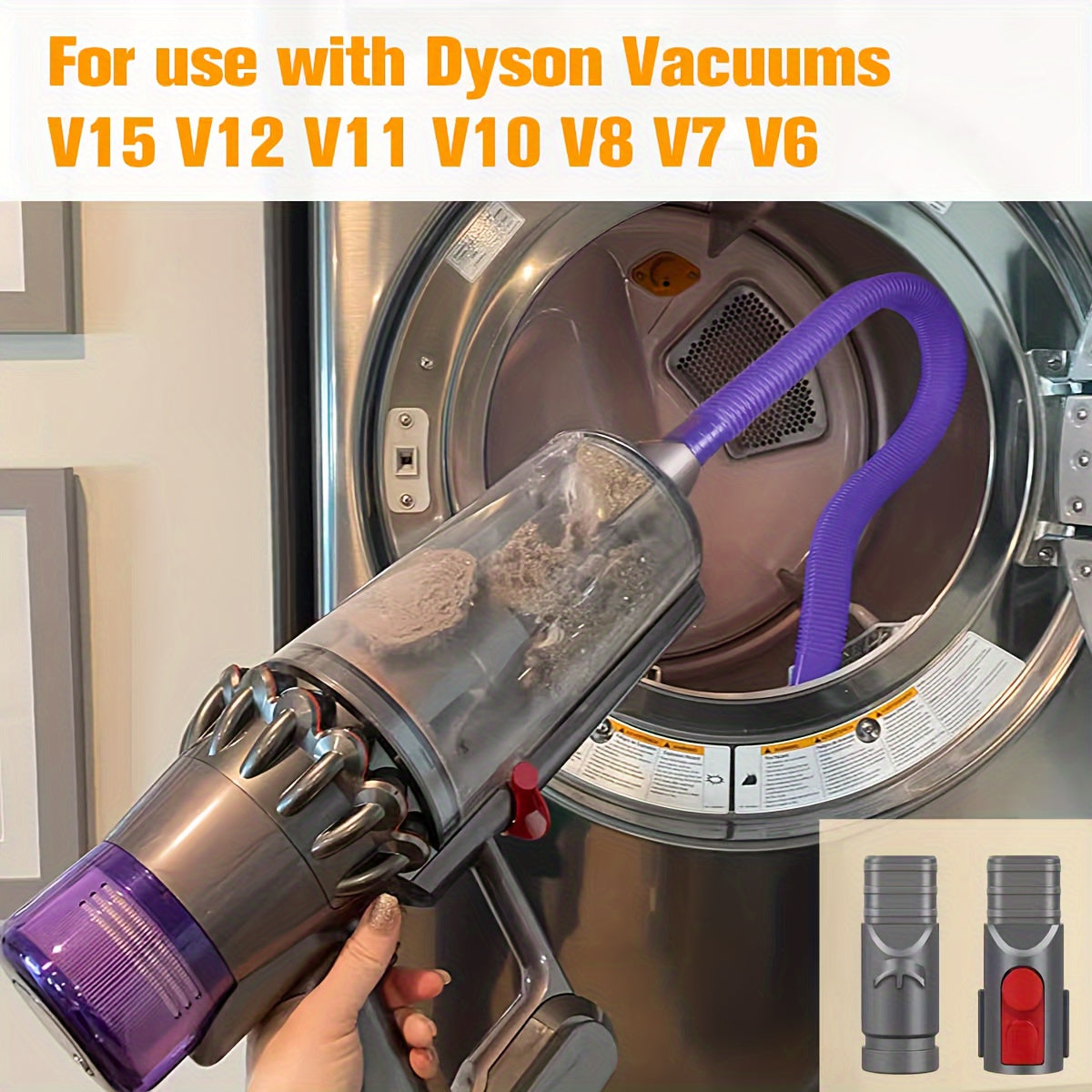 Flexible Hose Attachment for Dryer, Durable Plastic Material, Compatible with Most Vacuum Models V6-V15, Ideal for Efficient Cleaning, 1pc Spiral Hose