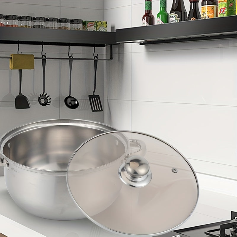 Durable Stainless Steel Stockpot - Seamlessly Leak-Proof, Generously Sized for Soups & Milk, Rapid Heating, Suitable for Induction Cooktops - Ideal for Both Home Cooks & Professional Chefs