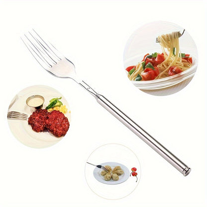 Retractable stainless steel dinner fork for Halloween and Christmas party props.