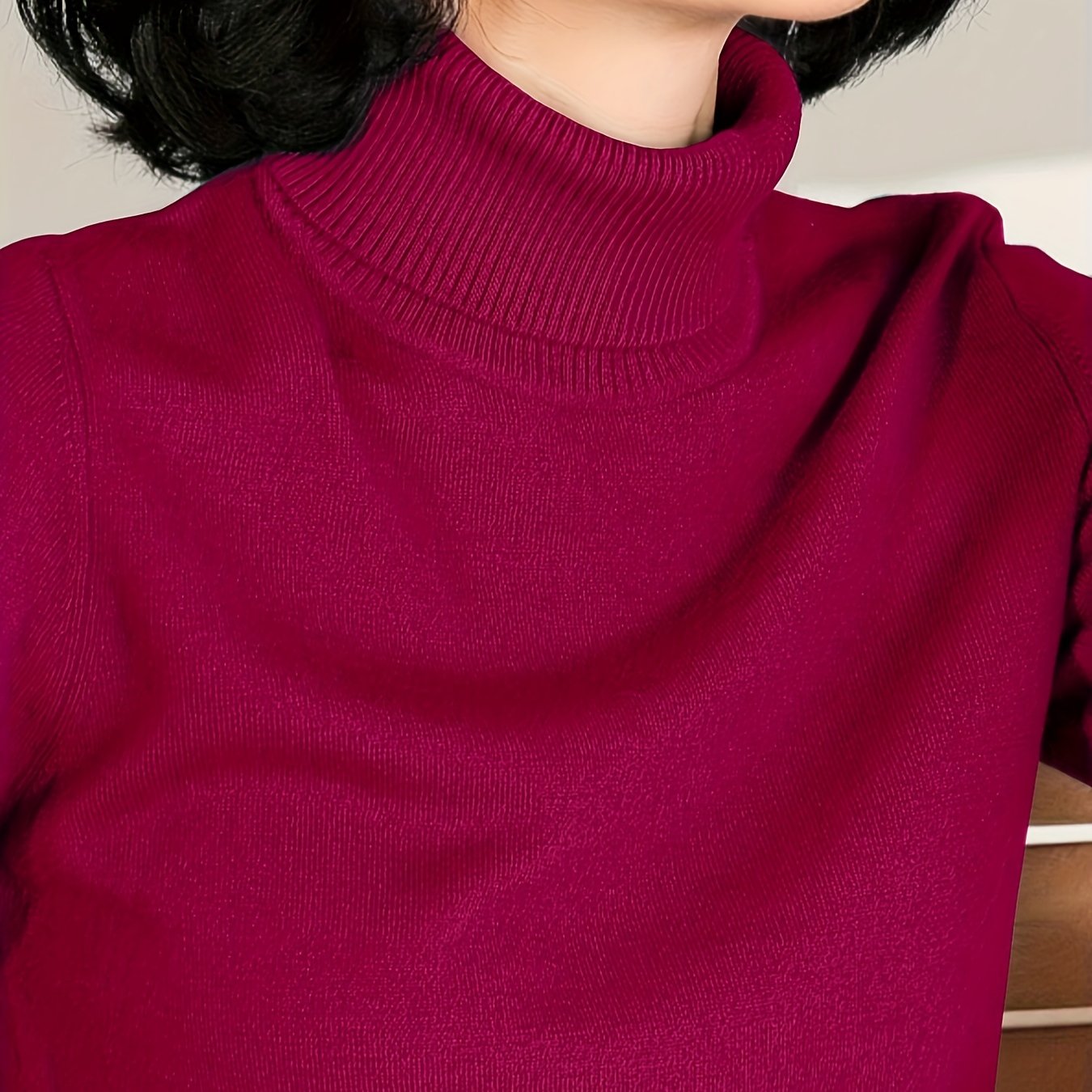 Turtleneck slim sweater for fall & winter, women's clothing