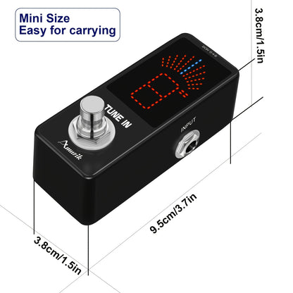 Chromatic guitar tuner pedal for high precision tuning of electric guitar and bass with ± 1 cent accuracy and true bypass.