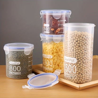 4pcs of multifunctional glass jars with lids for storage, snacks, and decoration, perfect for kitchen and back to school use.