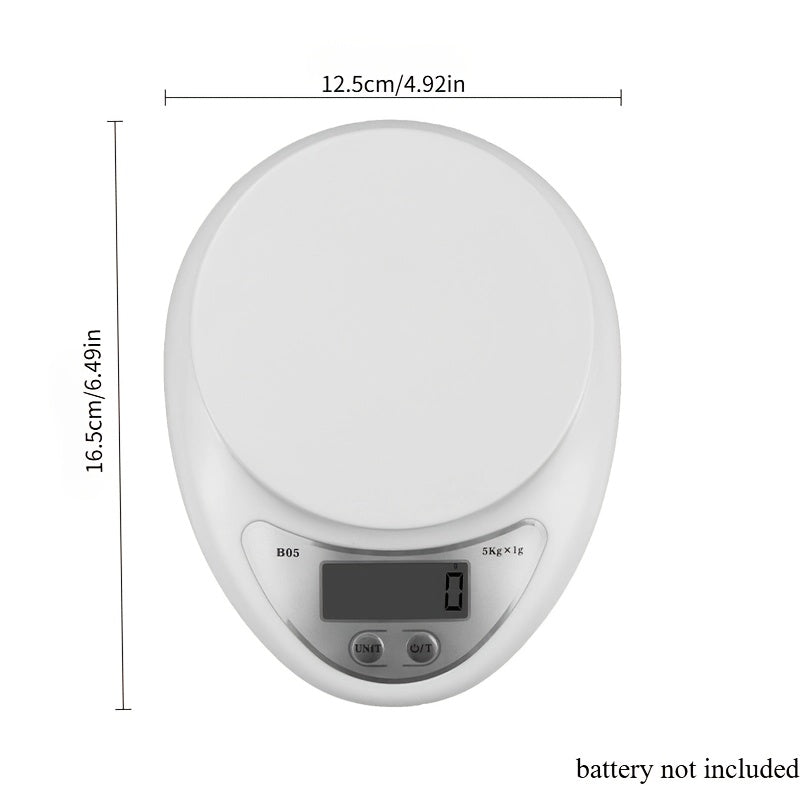 Digital kitchen scale for precise weighing of food, baking, household, restaurant, and office use. Compact, easy to use, and accurate. Battery not included.