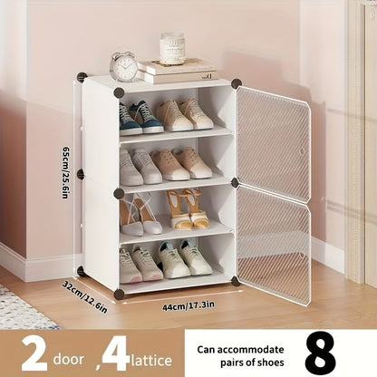 This Resin Freestanding Shoe Rack Organizer is a versatile addition to any room in your home. With 8 tiers and 14 cubes, this dustproof shoe storage cabinet can hold up to 28 pairs of shoes. Perfect for the living room, entryway, or bedroom, this floor