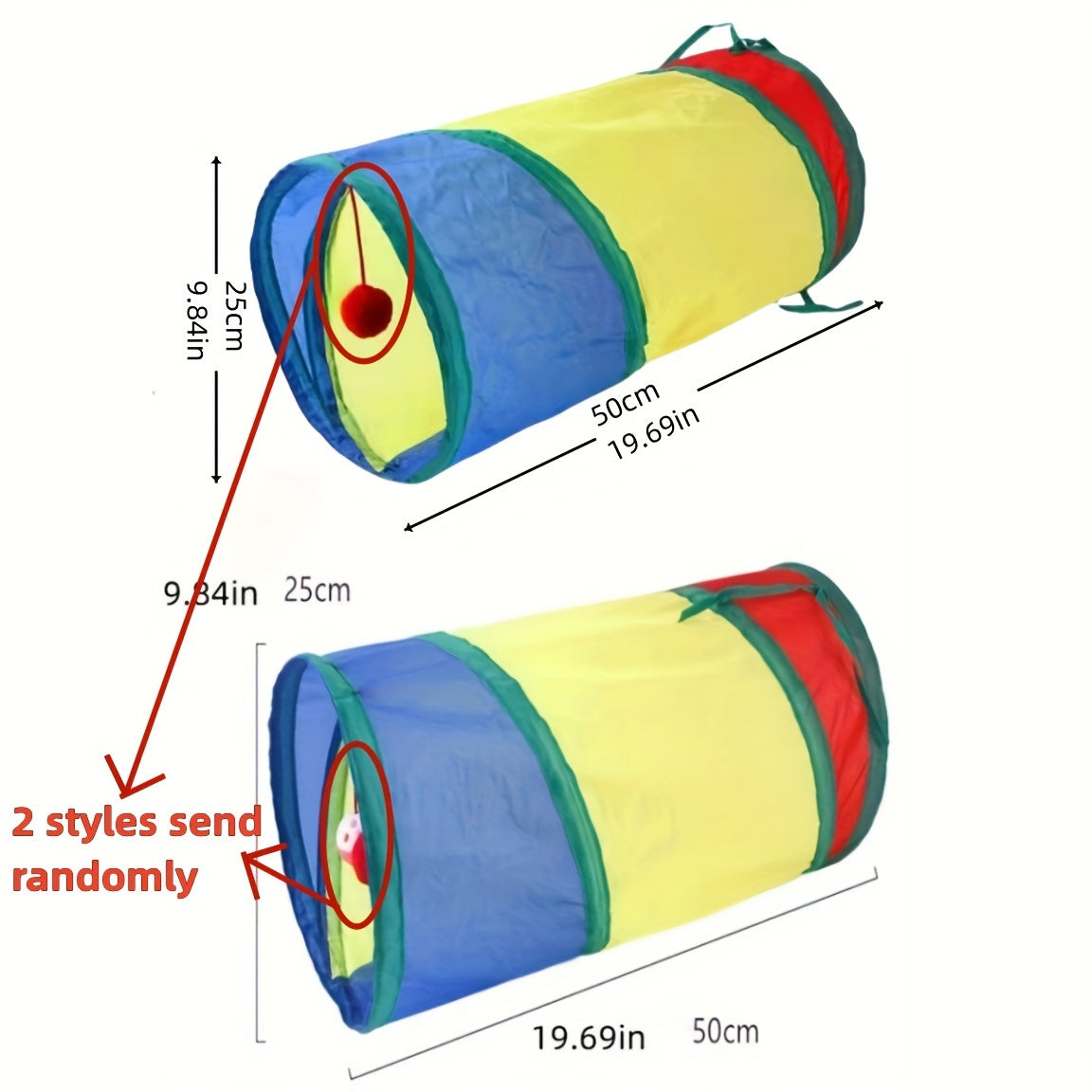 Interactive kitten toy with ball in foldable cat tunnel for endless fun