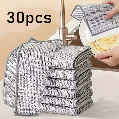 Set of 30 miracle cleaning cloths for pots and stoves. Made from gray PET material. Hand wash only.