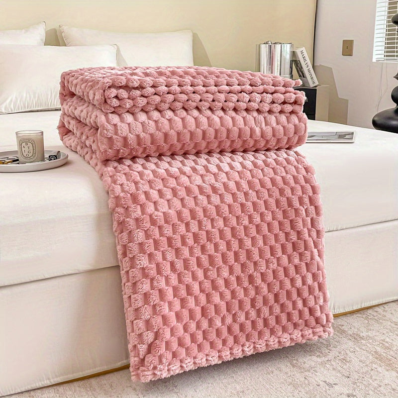 Soft and cozy 3D fleece throw blanket for couch or bed, featuring a stylish fluffy design. Thick, warm, and large plush sherpa blanket perfect for snuggling up on the sofa.