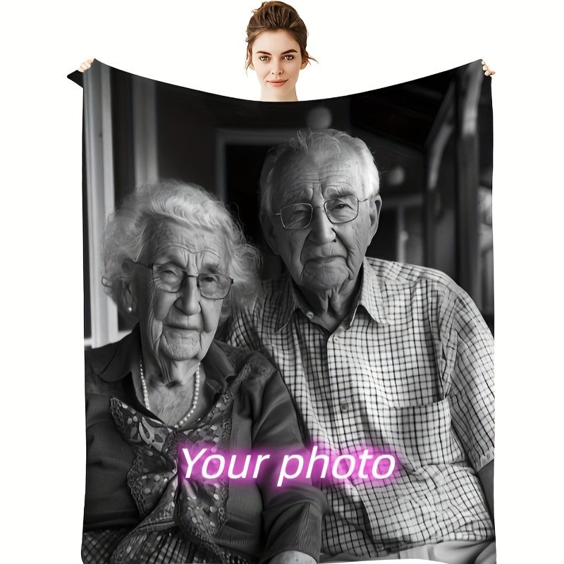 Personalized Blanket with Custom Photo and Text - Perfect Gift for Family, Friends, Parents, and Special Occasions like Christmas, Halloween, Birthdays, and Weddings.