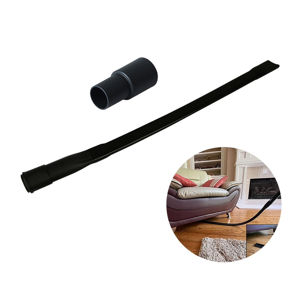 Kit includes a 25-inch flexible vacuum crevice tool attachment made of plastic. Compatible with 1-1/4" and 1-3/8" vacuum hoses to easily clean hard-to-reach areas.