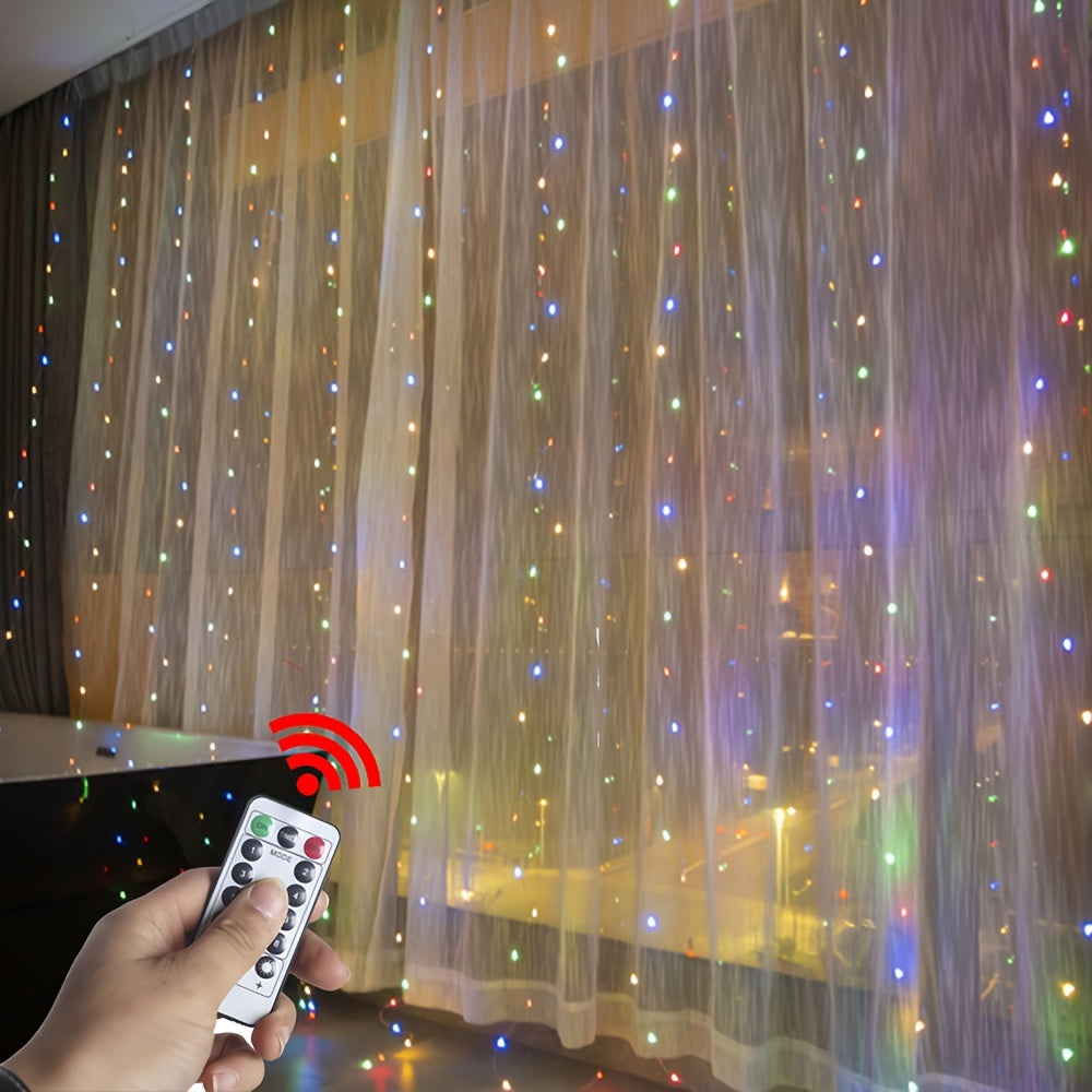 Christmas lights curtain garland for home decor with Merry Christmas and New Year ornaments. Perfect Xmas gifts for Navidad 2024 celebrations.