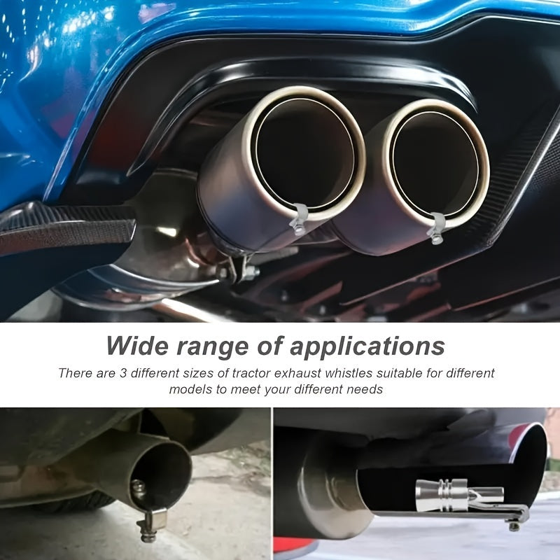 Aluminum turbocharger sound whistle exhaust pipe head with sound simulator and installation tool, for various vehicle models.