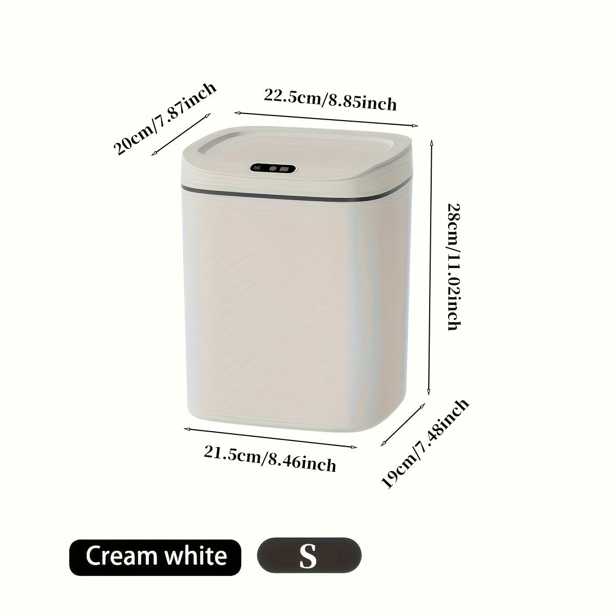 Smart detector trash can with quiet close and odor-proof; multiple capacity options for various rooms; battery operated (AA), batteries not included.