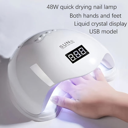 High-Power UV Nail Lamp with Digital Display - Portable, Odorless Gel Polish Curing Light for Home & Salon Use