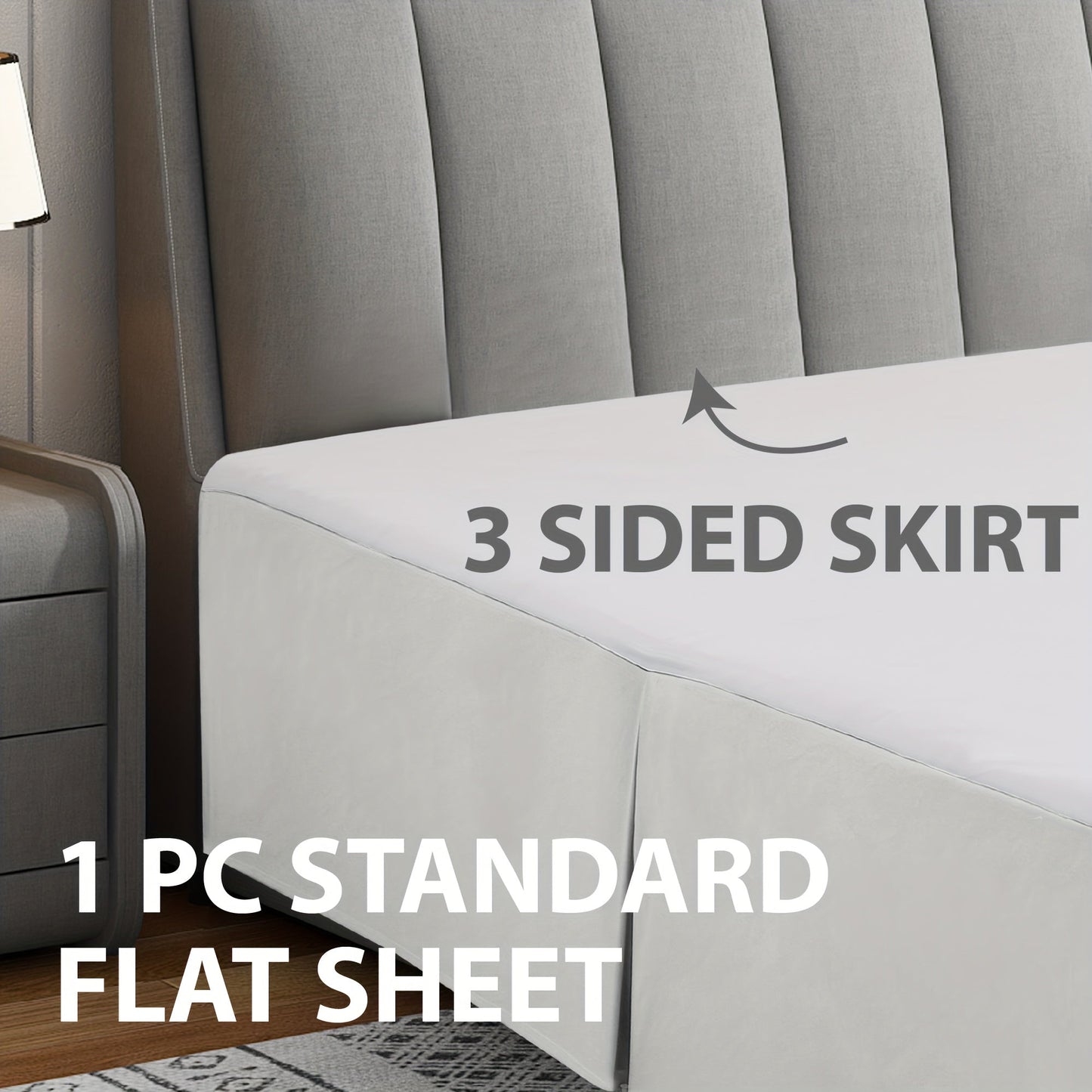 Includes 1 piece of a bed skirt for all seasons, tailored with pleats and a 14in/36cm drop. Made of soft, hypoallergenic, and breathable material that is machine washable. Resistant to wrinkles, fading, and shrinking.