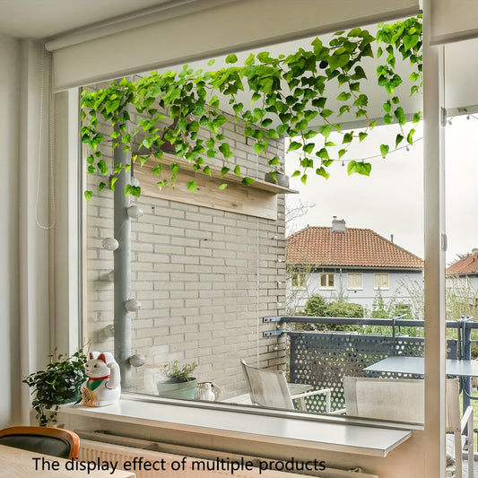 Contemporary Leaf Vine Design Electrostatic Privacy Window Film - Double-Sided Print, Reusable 5mil PVC Sticker, Perfect for Home and Bathroom Decoration (Model DJ3082-YL)