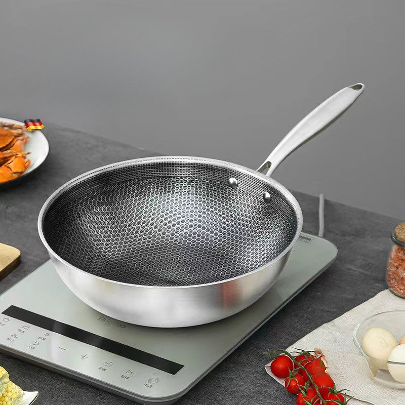 Multipurpose Stainless Steel Honeycomb Wok with Non-Stick Coating - Great for both Home & Restaurant Cooking, Works with Induction Stovetops, Perfect for Feeding a Crowd at Home or on your next Camping Trip.