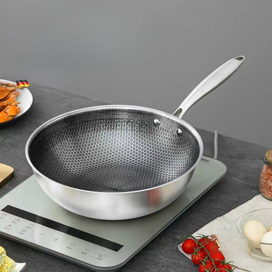 Multipurpose Stainless Steel Honeycomb Wok with Non-Stick Coating - Great for both Home & Restaurant Cooking, Works with Induction Stovetops, Perfect for Feeding a Crowd at Home or on your next Camping Trip.