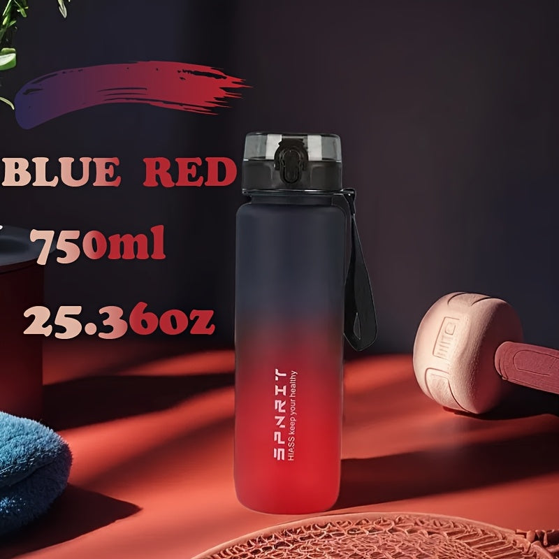 Gradient water bottle in 1000ml/750ml sizes, leak-proof BPA-free plastic for climbing, hand wash only. Ideal for home, office, outdoor activities, and as gifts for special occasions.