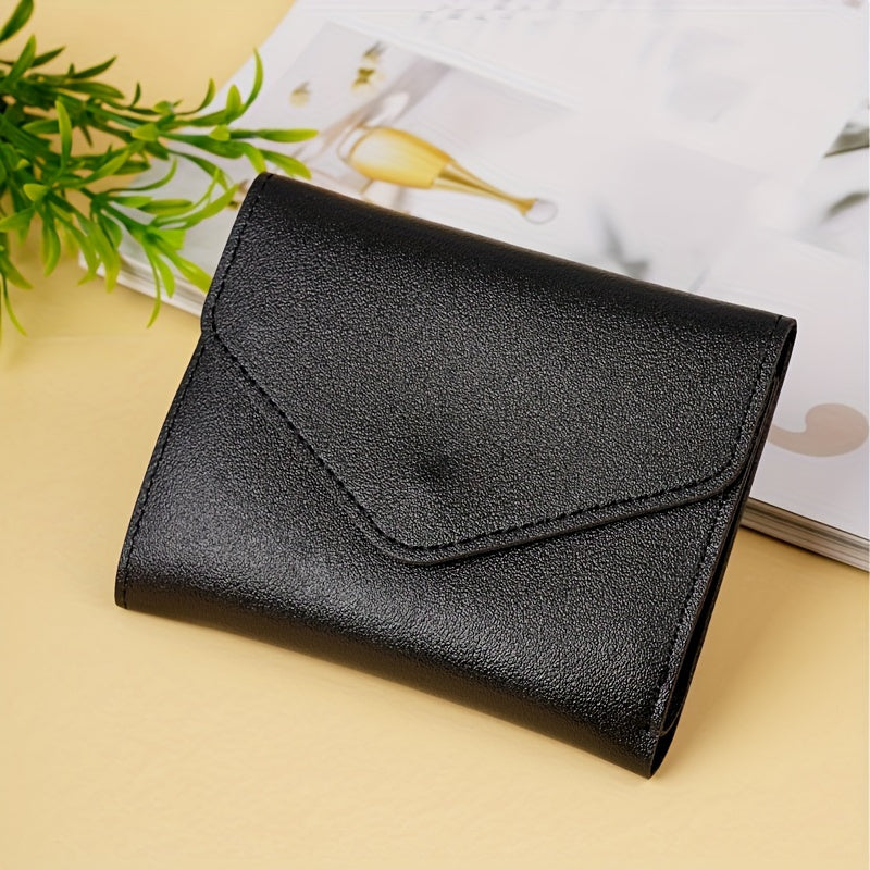 Women's credit card holder with 6 card slots, girl's wallet, fashionable money clip, PU ticket holder, coin purse, lightweight ID holder, snap closure ID holder, and ticket holder.