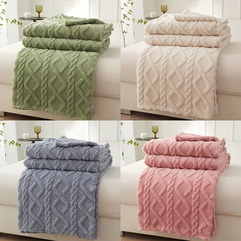 Soft, thick, and warm knitted shawl blanket with 3D design, measuring 70cm x 100cm. Hand wash only. Suitable for bed, sofa, and travel. Perfect for outdoor and home use. Ideal gift for