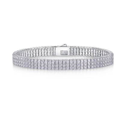 Luxurious Moissanite Tennis Bracelet in 925 Sterling Silver, Accented with 18K Gold Plated Tennis Chain, Suitable for Men and Women. This Hip-hop Inspired Couple Style is a Must-have Fashion Accessory. Perfect for Valentine's Day, Mother's Day, Weddings