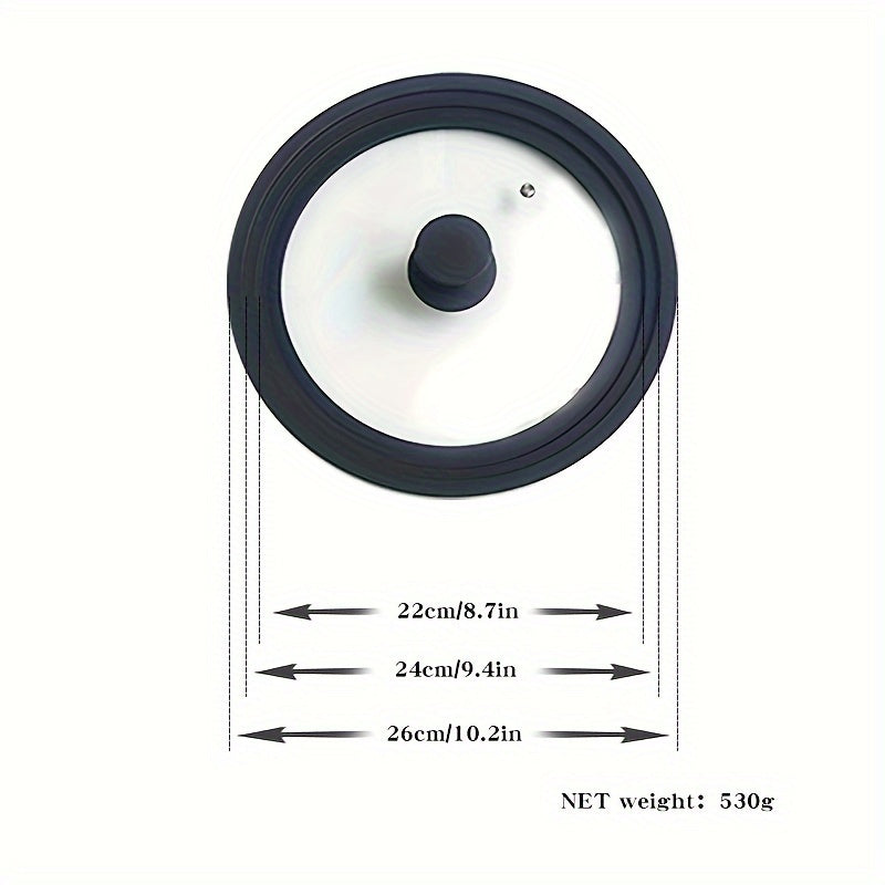 Закаленная стеклянная крышка с силиконовым краем, термостойкая от 230°F до 450°F, прозрачная и ударопрочная, с прочной герметичной ручкой, совместима с различными размерами кастрюль - кастрюля не включена