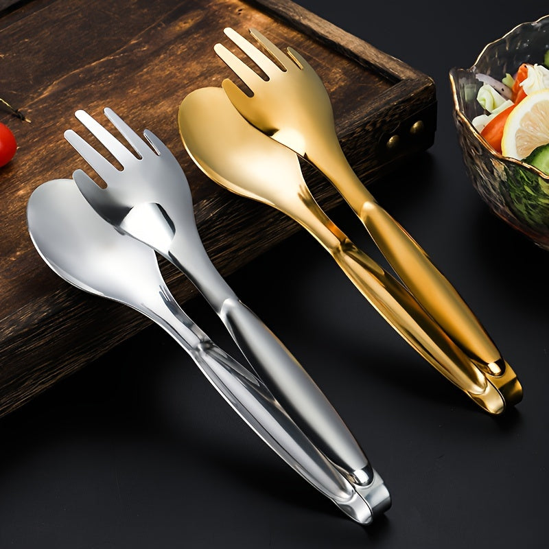 Classy Gold-Plated Stainless Steel Serving Tongs - Ideal for Serving Salads, Bread, & Buffets - Long-Lasting Kitchen Tools