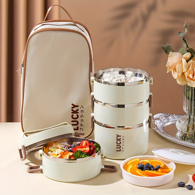 Stainless Steel Lunch Box Set with Lunch Bag – 1 Piece Large Capacity Thermal Bento Box Ideal for School, Camping, and Work - Perfect for Kitchen Organization and Storage, Convenient Kitchen Accessory