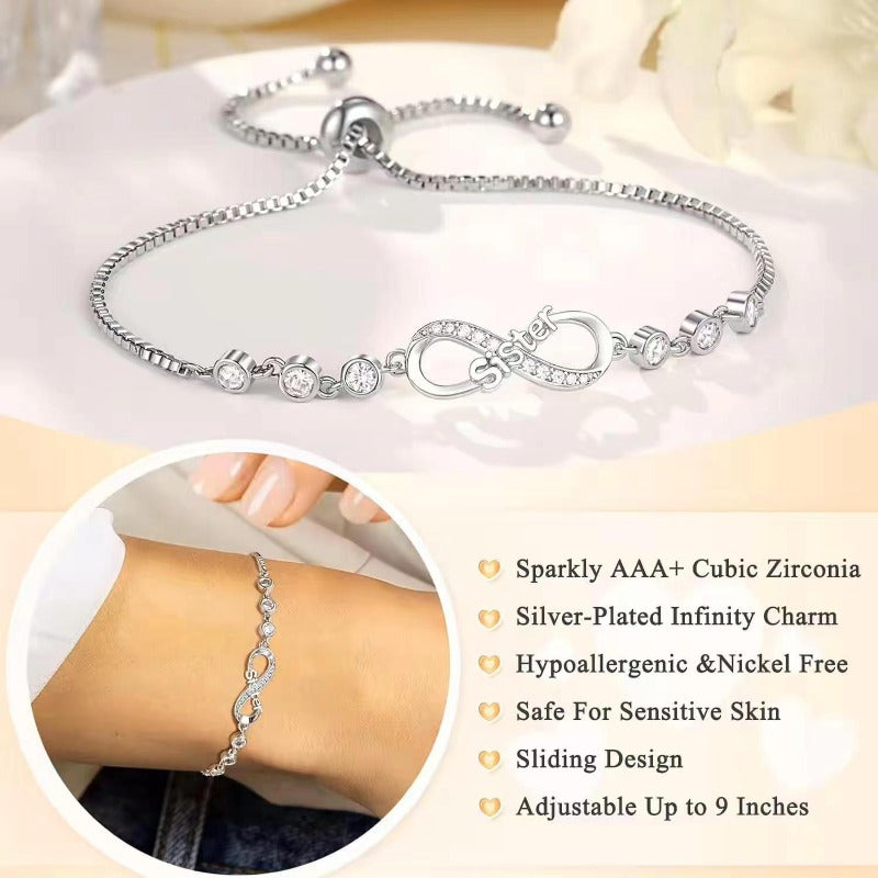 Stylish Adjustable Infinity Symbol Bracelet for Women - Sleek Minimalist Design with Shimmering Zirconia Stones, Made from Alloy - Perfect for Everyday Wear & Special Events, Trending in Europe and America, Available on Amazon in Fashion Accessories