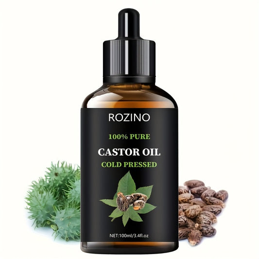 ROZINO Cold Pressed Castor Oil for Hair, Skin, and Nails Care, Hypoallergenic, Suitable for All Skin Types, Unisex, Drying Effect, Skin Care Essential.