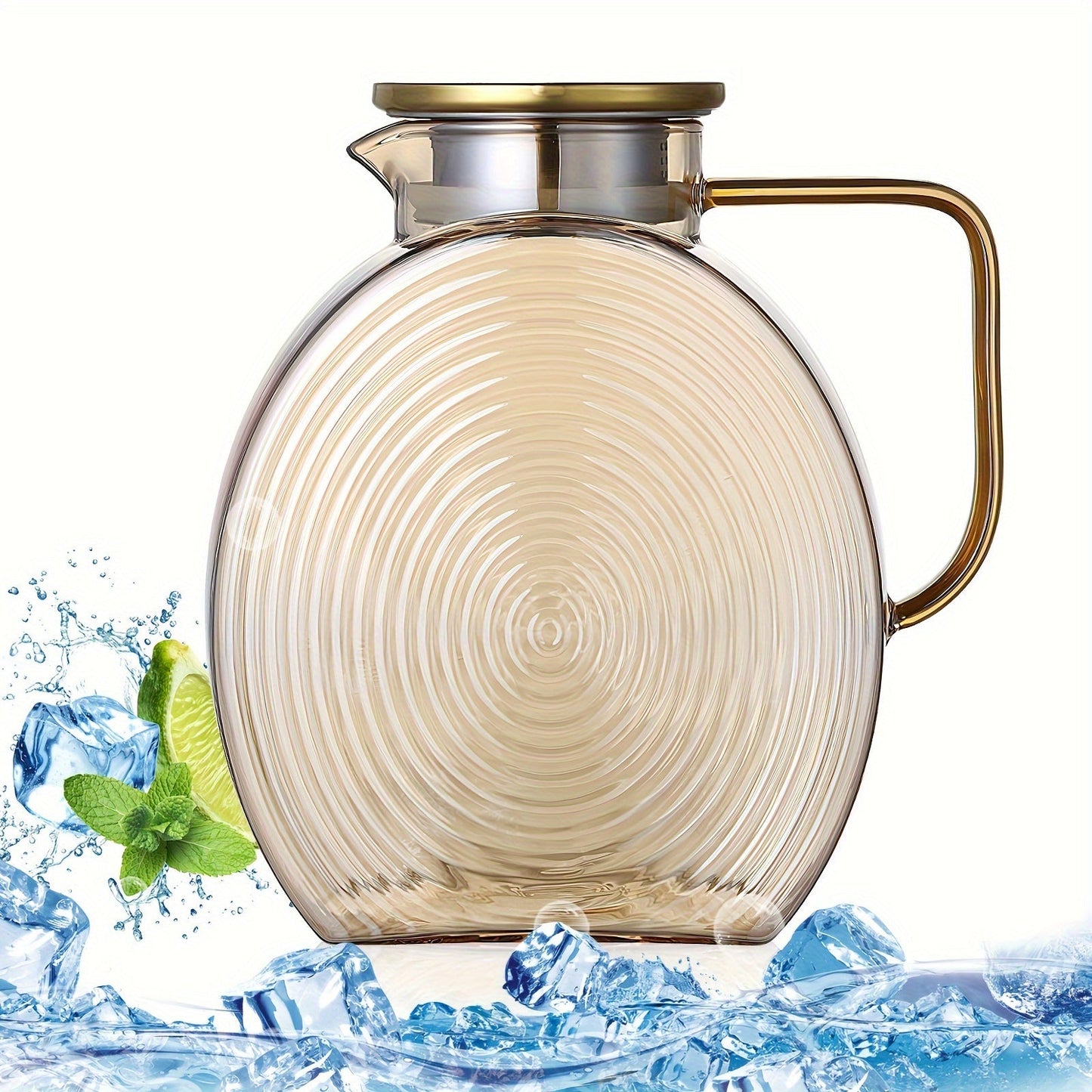 Glass water pitcher with a swirl design - 2500ml capacity, ideal for use at home