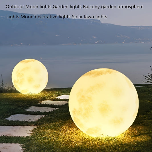 Solar-powered LED moon lights for outdoor garden with remote control. Decorative, energy-efficient, and easy to install in your lawn, patio, floor, or square garden.