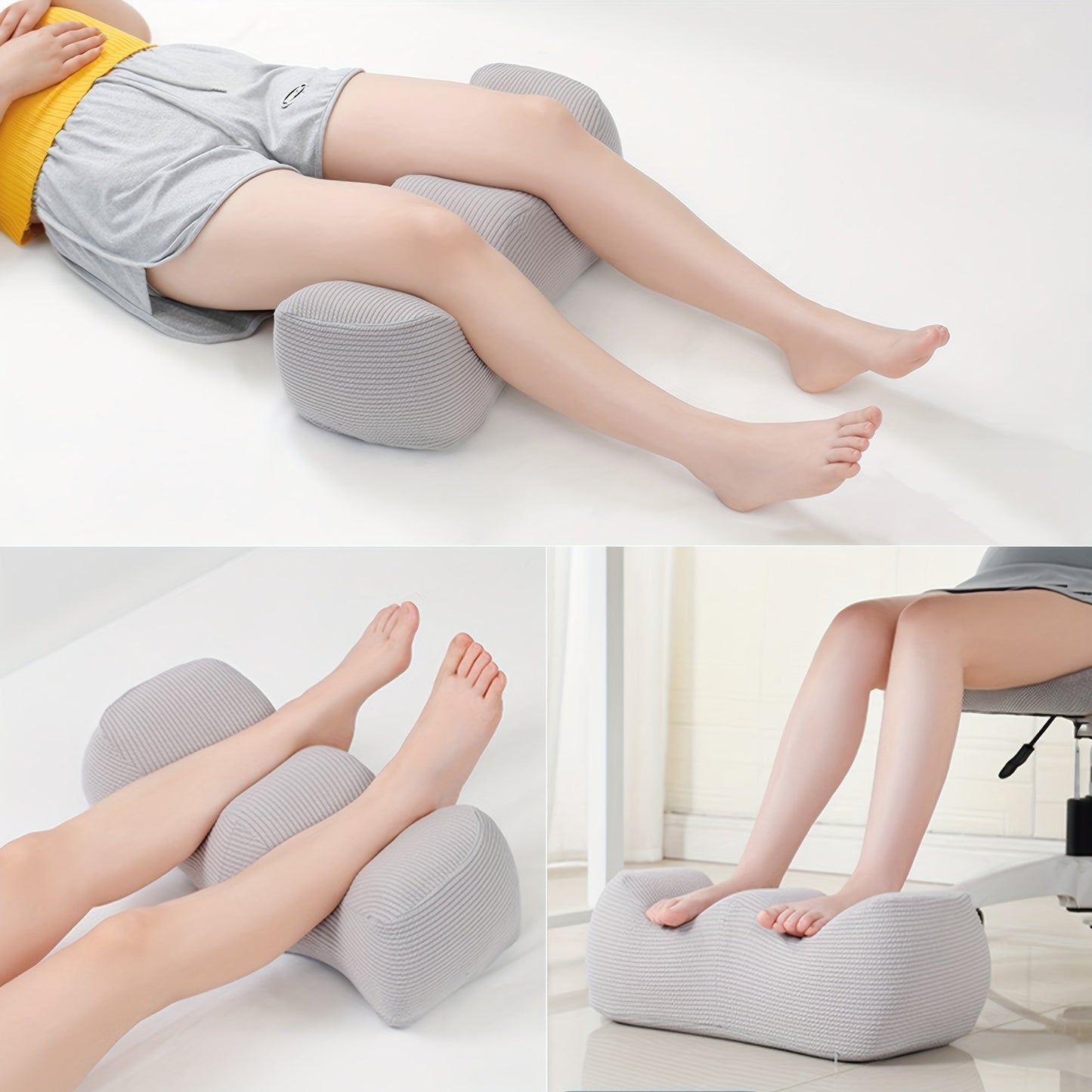 Elevate and support your lower body with our versatile pillow bundle including a knee pillow, leg elevation pillow, foot rest, leg support cushion, maternity pillow, positioning elevation pillows, ankle support pillow, leg bolster, lumbar pillow, and