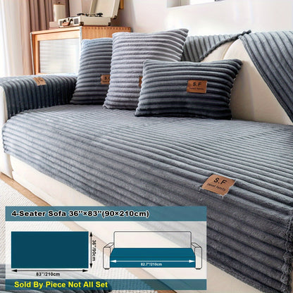 SF Brand Classic Striped Velvet Sofa Cover: Plush, Non-Slip, Durable Furniture Protector for various sizes of sofas. Machine washable and pet-friendly.