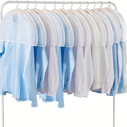 Set of 10 Transparent Shoulder Cover Bags for Suits, Shirts, Dresses and Coats - Durable Hanging Storage Solution for Garments, Ideal for Protecting Your Clothes at Home or on the Go in the Bedroom, Closet, Wardrobe or Dorm Room