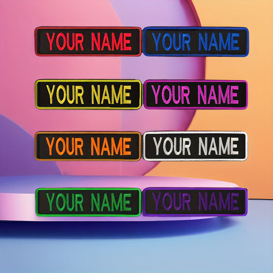 Customize your style with a personalized embroidered name patch for clothing, backpacks, jackets, and more.