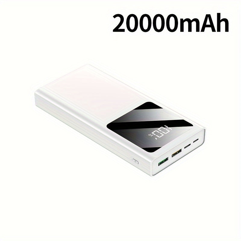 1pc PowerPlus 20000mAh Portable Power Bank with 22.5W PD Fast Charging, LED Light, Power Indicator, USB Type-C, Dual Power Mode, Rechargeable Lithium Polymer Battery, Universal Charger.