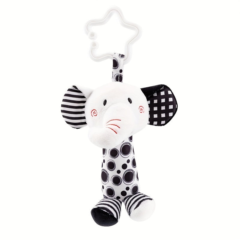 [Top Pick] Kids' Soft Wind Chime Toy - Black & White, Made of Polyester, Perfect for Hanging in Car, Drum Shaped Toy