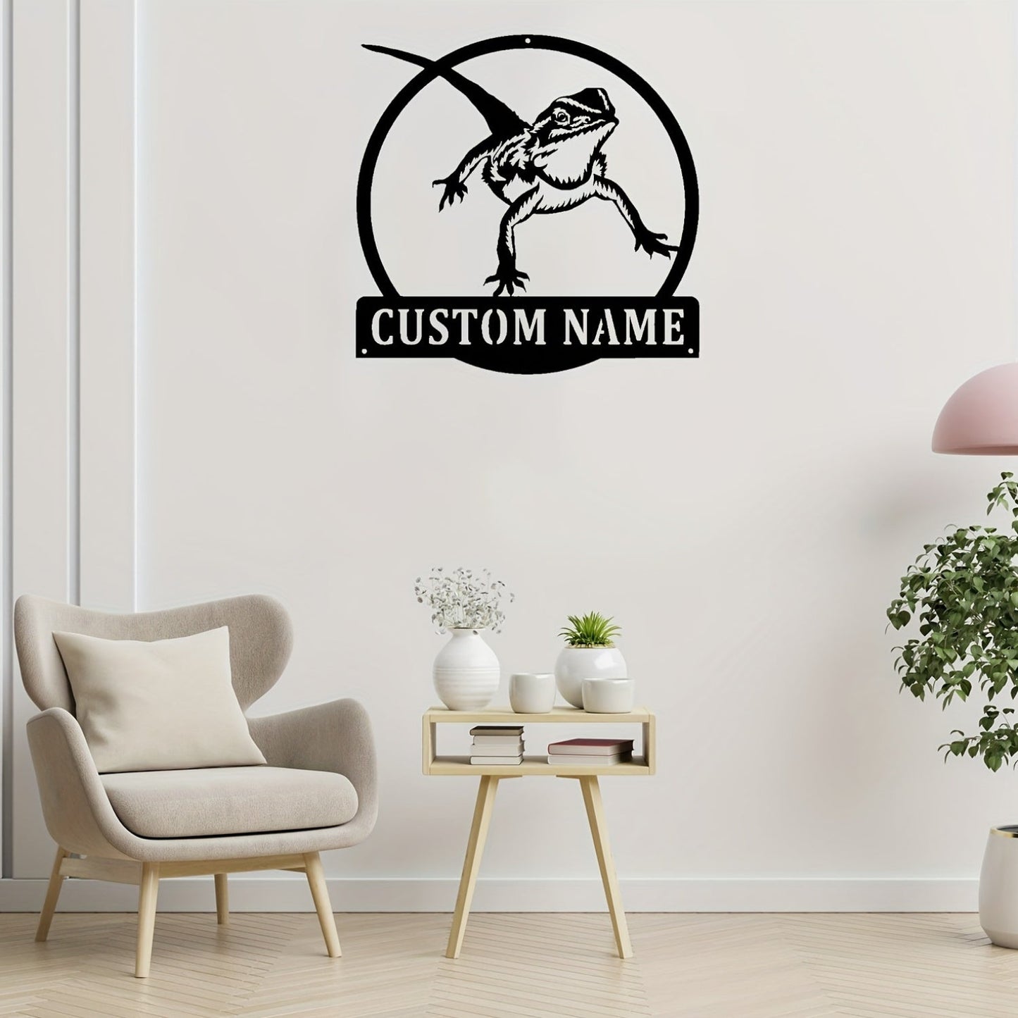 Bearded Dragon Metal Wall Art that Can Be Customized with Your Name for Unique Room Decor