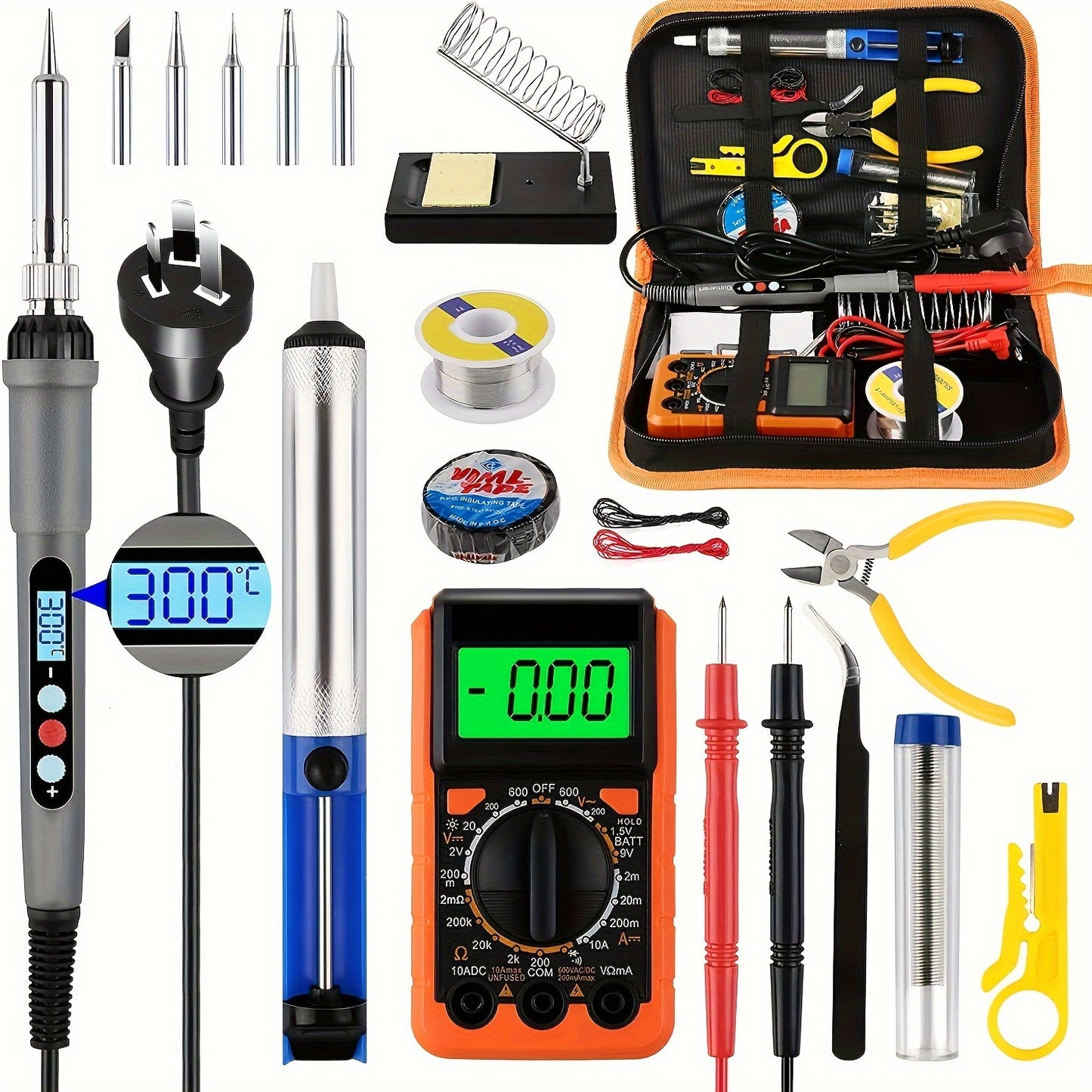 Australian Standard Digital Multimeter Display Adjustable Temperature Soldering Tool Set for DIY and Repair.