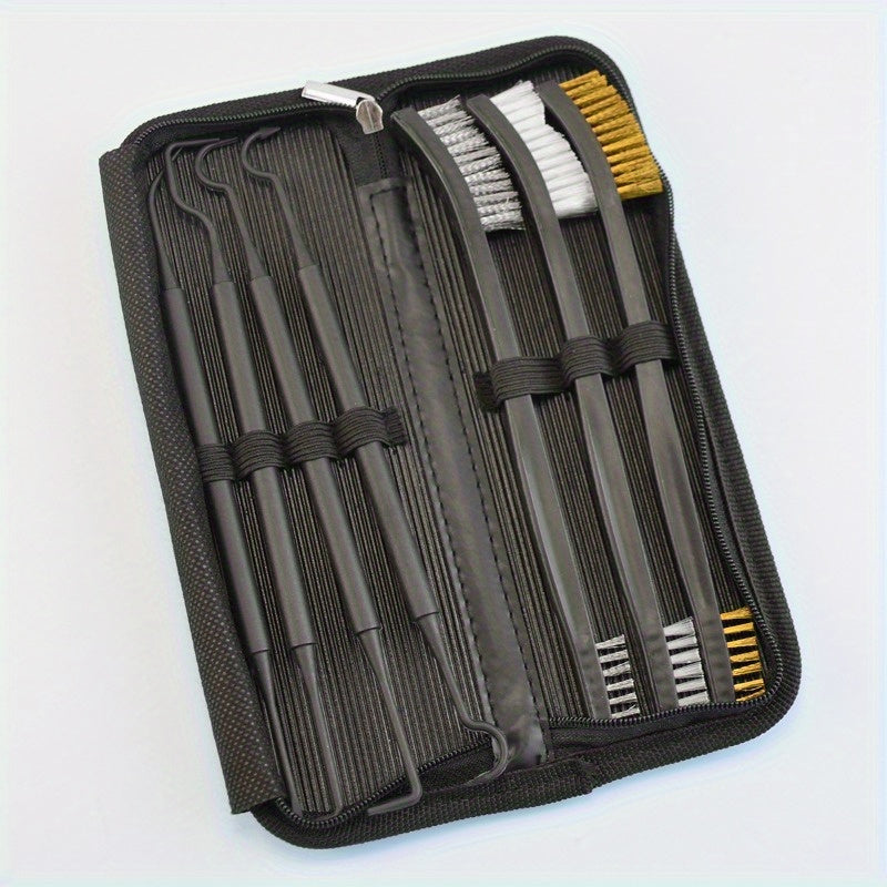 The set includes 7 pieces of cleaning brushes for spray guns, such as steel wire brushes, double-headed brushes, copper wire brushes, nylon gun brushes, polishing double-headed hooks, and specialized brushes for cleaning, removing dirt, and rust.